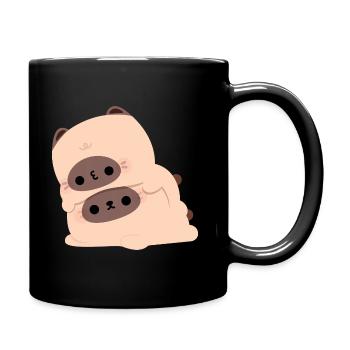 Siamesisches Katzenpaar - Tasse einfarbig - Schwarz - Rechts