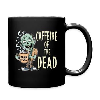 Lustiges Design mit kaffeesüchtigen Zombie - Tasse einfarbig - Schwarz - Rechts