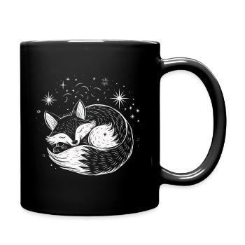 Schlafender Fuchs T Shirt für Frauen Traum Sterne - Tasse einfarbig - Schwarz - Rechts