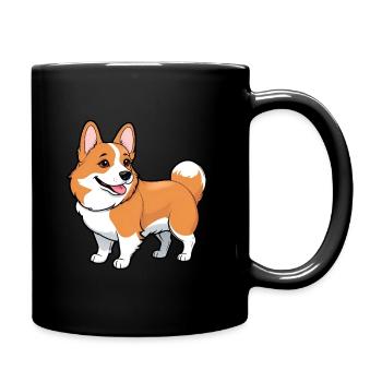 Cartoon Comic Süßer Corgi Hund - Tasse einfarbig - Schwarz - Rechts