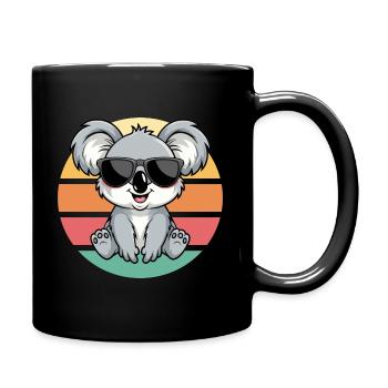 Cooler Koala Mit Sonnenbrille Vintage Sunset - Tasse einfarbig - Schwarz - Rechts