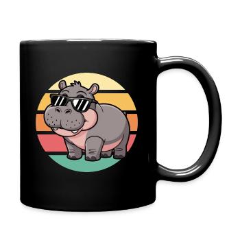 Cheval Cool Avec Lunettes De Soleil Vintage Sunset - Mug uni - noir - Droite