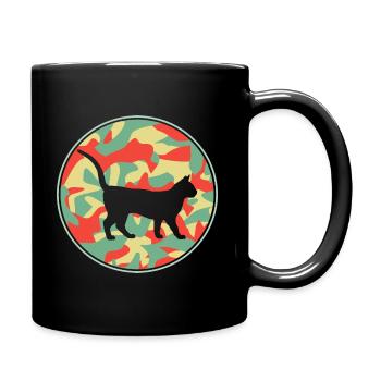 Vintage Bengalische Katze - Tasse einfarbig - Schwarz - Rechts