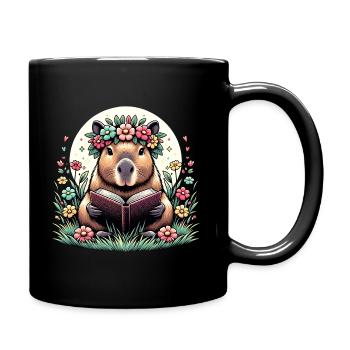 Niedliches Capybara-Lesebuch - Tasse einfarbig - Schwarz - Rechts