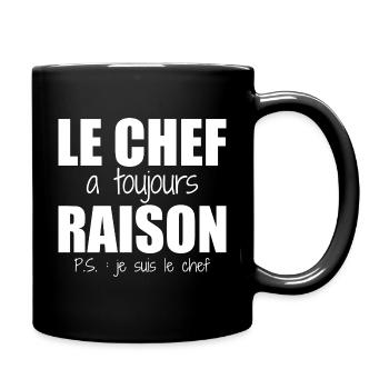 Der Koch hat immer Recht, ich bin der Humorkoch - Tasse einfarbig - Schwarz - Rechts