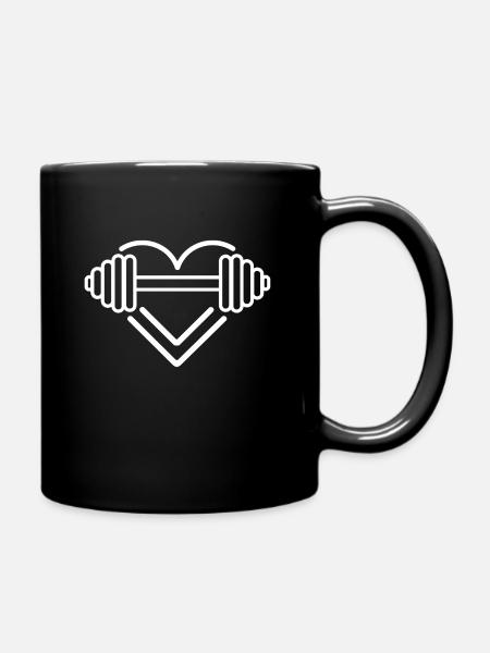 Hanteln Herz Gym Training Shirt weiß - Tasse einfarbig - Schwarz