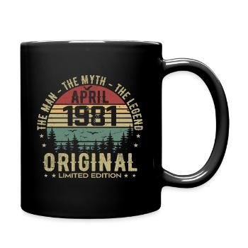 Avril 1981. 44ème Anniversaire Cadeau Avril 1981 - Mug uni - noir - Droite