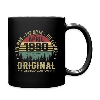 Avril 1990. 35ème Anniversaire Cadeau Avril 1990 - Mug uni - noir - Droite