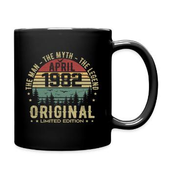 April 1982. 43rd Birthday Gift April 1982 - Full Colour Mug - black - Right