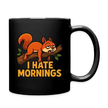 Tired Squirrel Cartoon Design - Full Colour Mug - black - Right