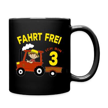 Tractor Birthday Motif 3 Years Boys Gift - Full Colour Mug - black - Right
