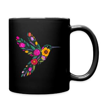 Graphisme Colibri Fleurs - Mug uni - noir - Droite