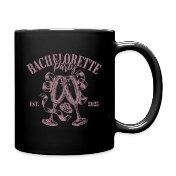 Bachelorette Party - Est. 2025 - Name eintragen - Tasse einfarbig - Schwarz - Rechts