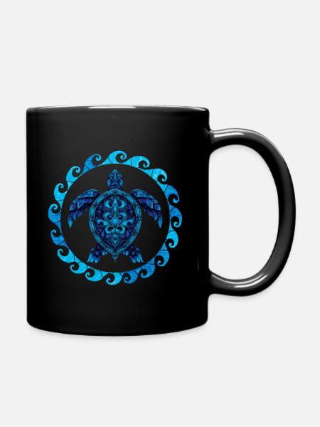 Stained Glass Tortue De Mer Hawaïenne Maori - Mug uni - noir