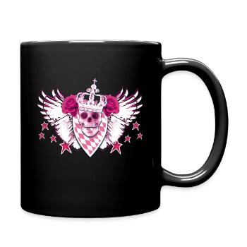 Totenkopf / Skull Pink Rosen Glamour - Tasse einfarbig - Schwarz - Rechts
