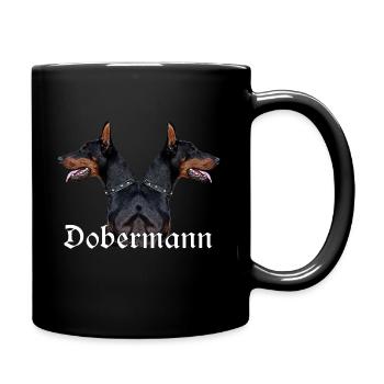 Hundekopf,Hundegesicht,Dobermann,Hundesport,Hund, - Tasse einfarbig - Schwarz - Rechts