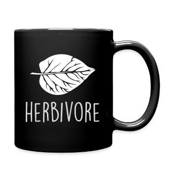 Herbivore Blatt Vegan Sprüche Pflanzenfresser - Tasse einfarbig - Schwarz - Rechts
