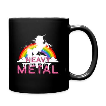 Heavy Metal Einhorn Musik - Tasse einfarbig - Schwarz - Rechts
