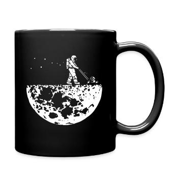 Astronaut mit dem Rasenmäher - Tasse einfarbig - Schwarz - Rechts