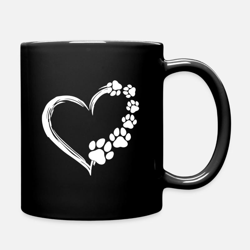 Süßer Hund Welpen Hemd Hunde Pfote Print Herz - Tasse einfarbig - Schwarz