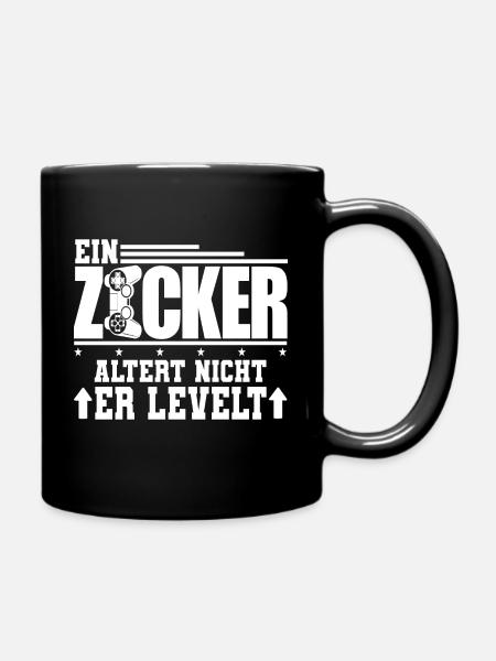 Ein Zocker altert nicht er levelt-Gamer Geek - Tasse einfarbig - Schwarz