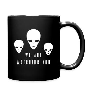 Alien Außerirdischer we sehen euch Alienkopf - Tasse einfarbig - Schwarz - Rechts