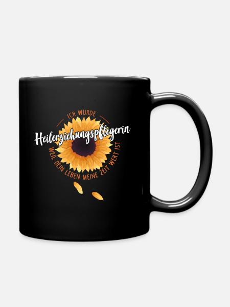 Heilerziehungspflegerin Sonnenblume Geschenk - Tasse einfarbig - Schwarz