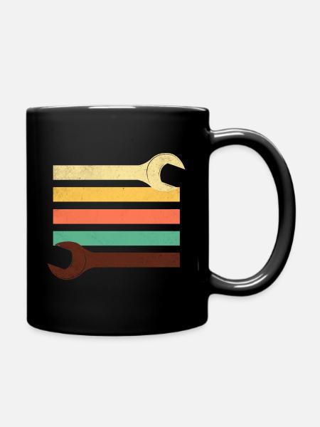 Schraubenschlüssel Retro Werkzeug Handwerker - Tasse einfarbig - Schwarz