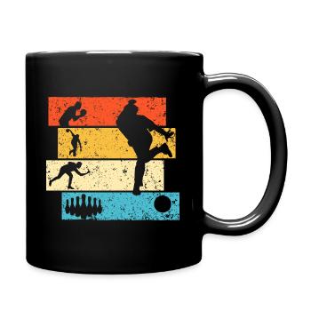 bowling bowlen bowler Retro - Tasse einfarbig - Schwarz - Rechts