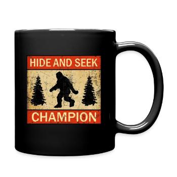Hide and Seek Champion Funny Bigfoot Lover UFO - Full Colour Mug - black - Right