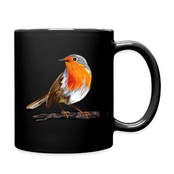 Rotkehlchen - Tasse einfarbig - Schwarz - Rechts