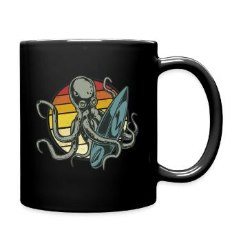 Retro Vintage Oktopus Surfer Style Outfit - Tasse einfarbig - Schwarz - Rechts