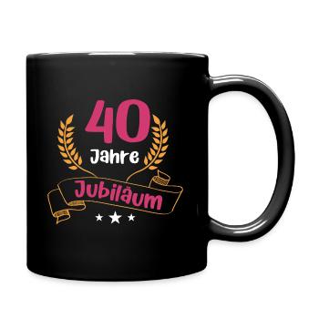 40 Jahre Jubiläum Firmenjubiläum Mitarbeiterin - Tasse einfarbig - Schwarz - Rechts