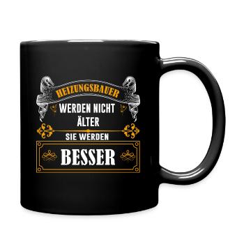 Lustiger Heizungsbauer Klempner - Tasse einfarbig - Schwarz - Rechts