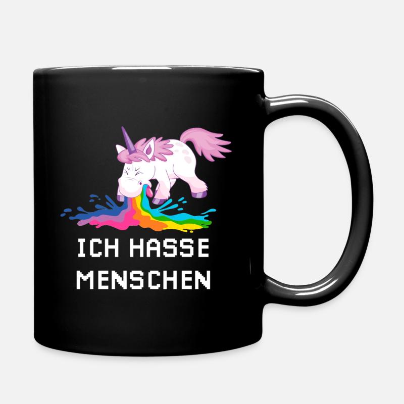 Ich hasse Menschen Einhorn - Tasse einfarbig - Schwarz