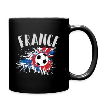 Drapeau français grunge avec ballon de football - Mug uni - noir - Droite