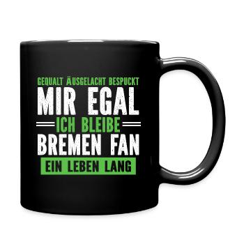 Ich bleibe Bremen Fan - Tasse einfarbig - Schwarz - Rechts