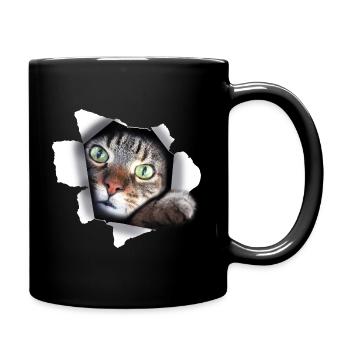 Katzendame Süße Kätzchen Katze Pfote zerrissen - Tasse einfarbig - Schwarz - Rechts