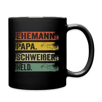 Schweißer Papa Vater Vatertag Metallbauer - Tasse einfarbig - Schwarz - Rechts