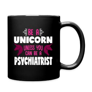 Pferd mit Horn oder Psychiater - Tasse einfarbig - Schwarz - Rechts