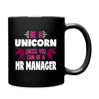 Pferd mit Horn oder HR Manager - Tasse einfarbig - Schwarz - Rechts