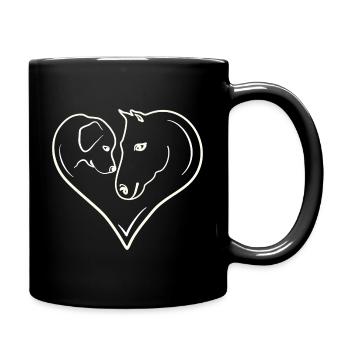 Pferd Hund Herz - Tasse einfarbig - Schwarz - Rechts