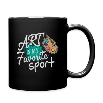 Kunst ist mein Lieblingssport Farbspritzer - Tasse einfarbig - Schwarz - Rechts