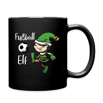 Fußball elf Wichtel Weihnachtself Winter - Tasse einfarbig - Schwarz - Rechts