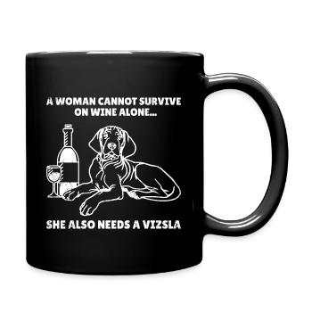 A woman cannot survive Vizsla Shorthair Dog - Full Colour Mug - black - Right