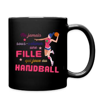 Ne jamais sous estimer une fille qui joue au hand - Mug uni - noir - Droite