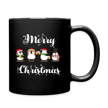 Merry Christmas Pinguin Bier - Tasse einfarbig - Schwarz - Rechts
