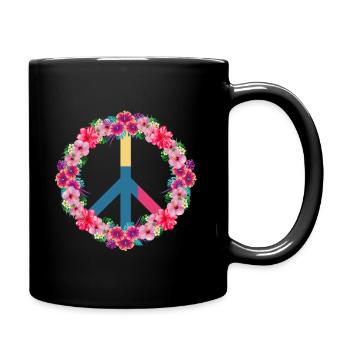 Fleurs signes de paix - Mug uni - noir - Droite