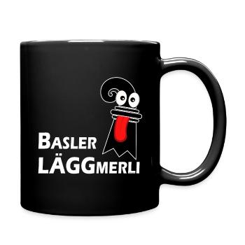 Basler Läggmerli - Frecher Baslerstab mit Zunge - Tasse einfarbig - Schwarz - Rechts