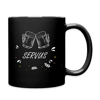 Servus Trachten Bayern Bierzelt Saufen - Tasse einfarbig - Schwarz - Rechts